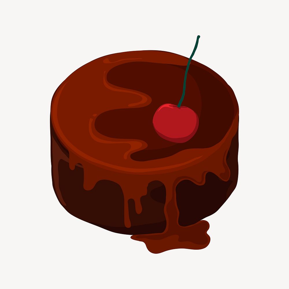 Chocolate cake sticker, aesthetic food vector illustration design
