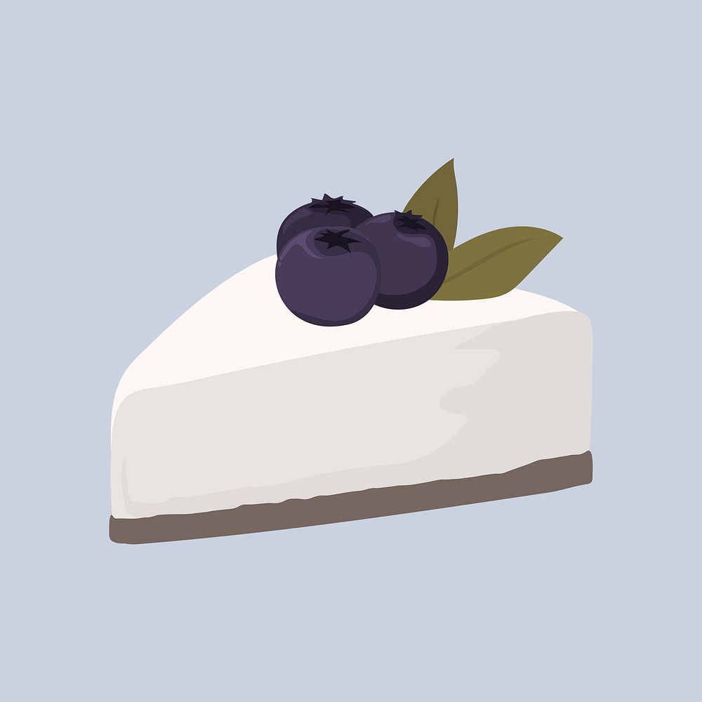 Blueberry cake sticker, food illustration design psd
