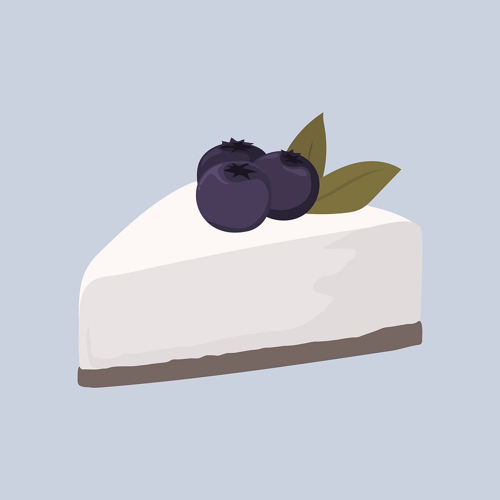 Blueberry cheesecake sticker, food vector illustration design