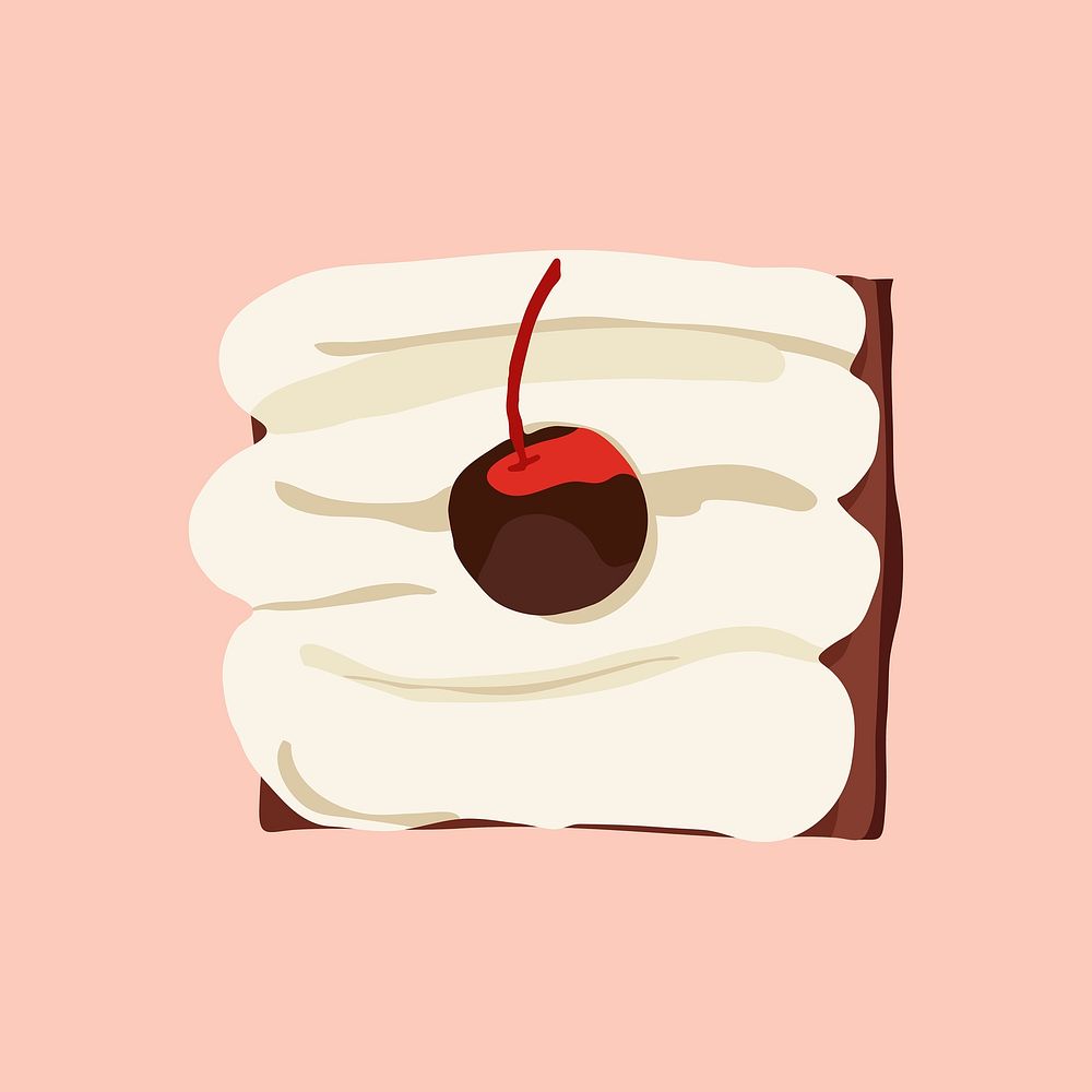 Chocolate cake sticker, aesthetic food illustration design vector