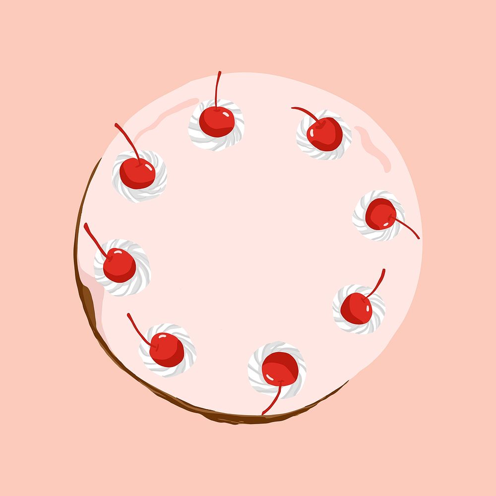 Strawberry cake, aesthetic food illustration vector