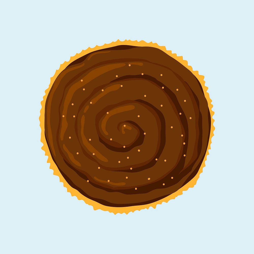 Chocolate cupcake sticker, food illustration design psd