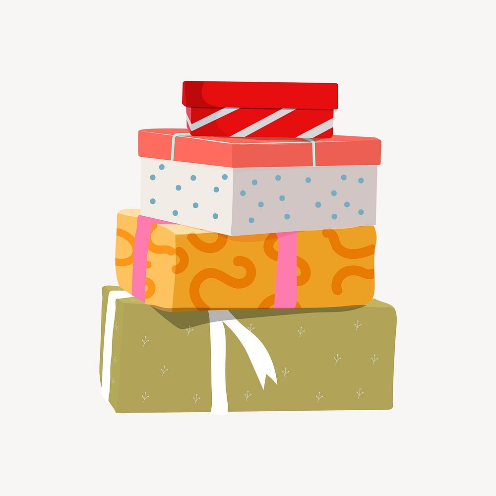 Presents sticker, birthday celebration illustration design psd