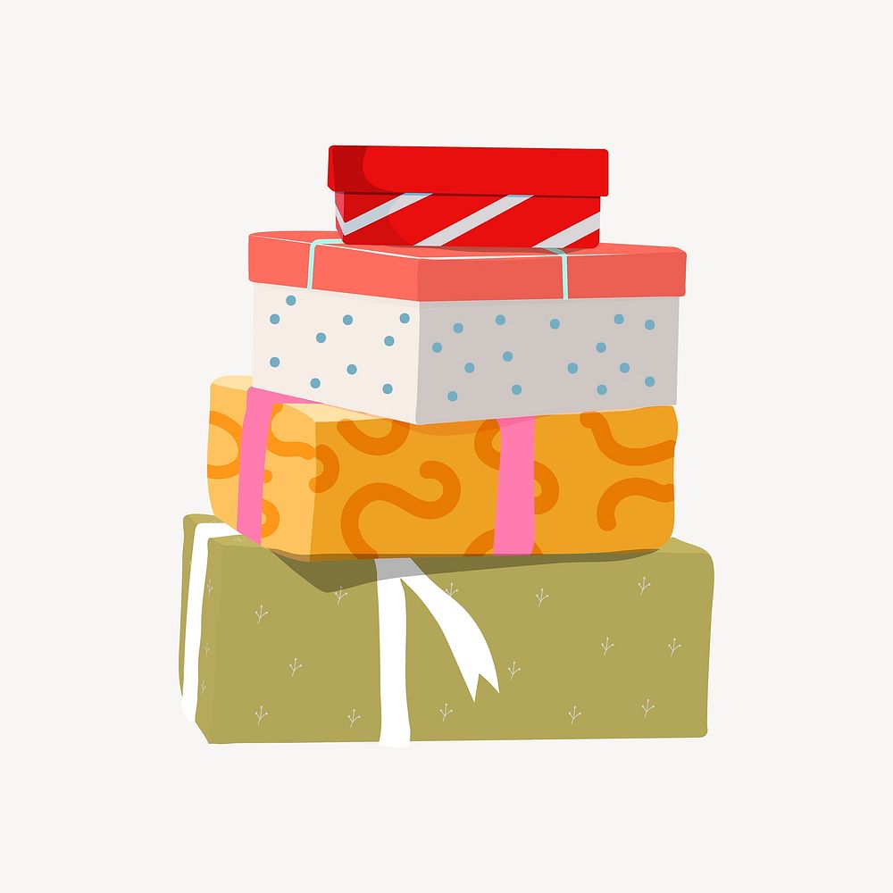 Birthday presents sticker, celebration illustration design vector