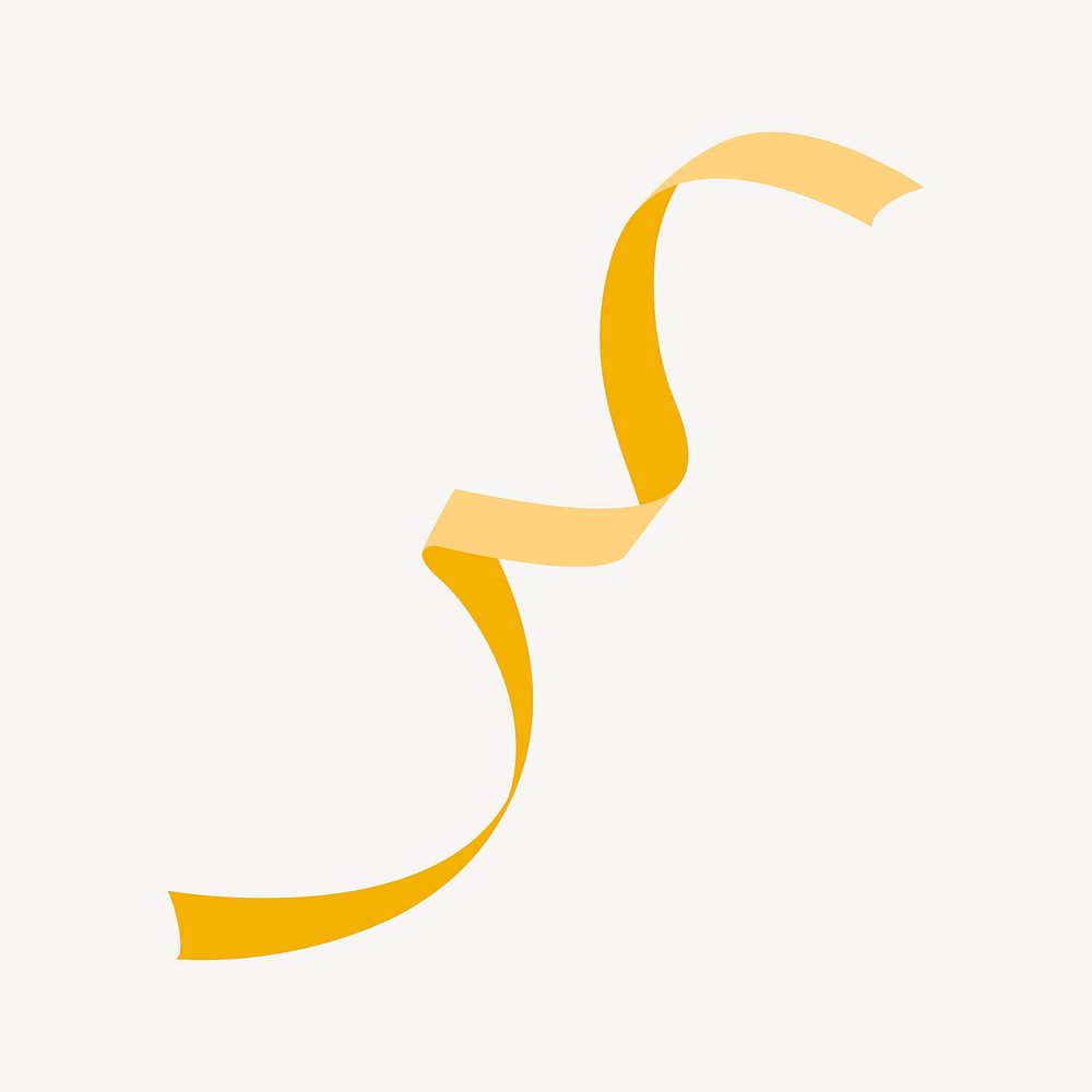 Curled gold ribbon, party element illustration design vector