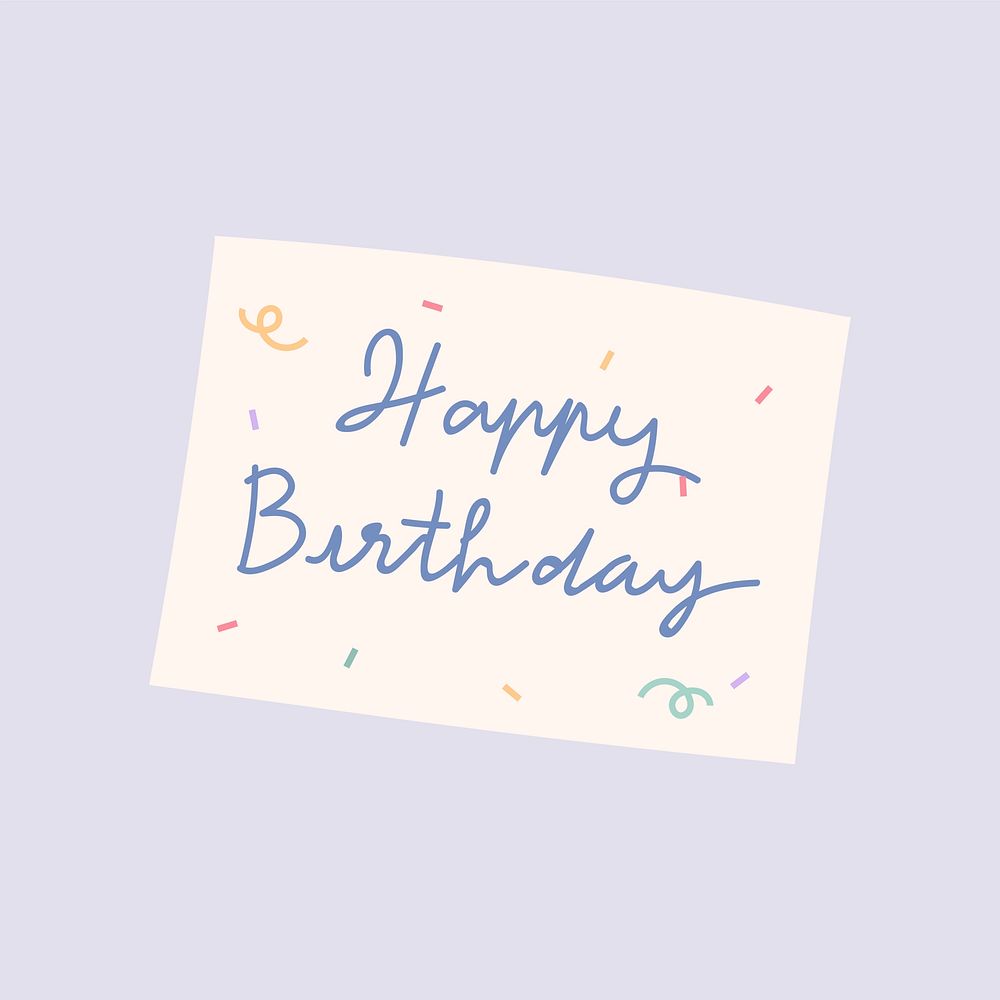 Birthday card sticker, celebration illustration design vector