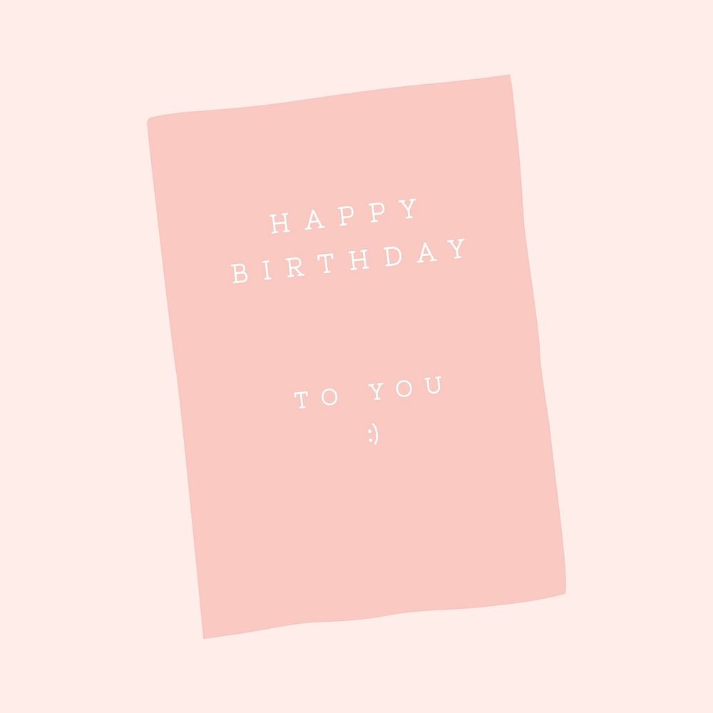 Pink birthday card sticker, celebration illustration design vector