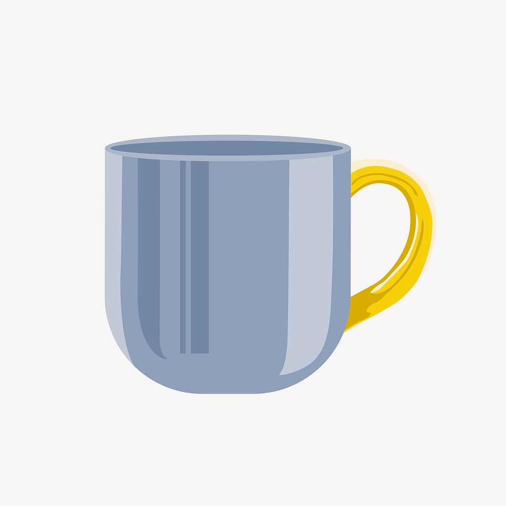 Blue mug sticker, drink illustration design vector