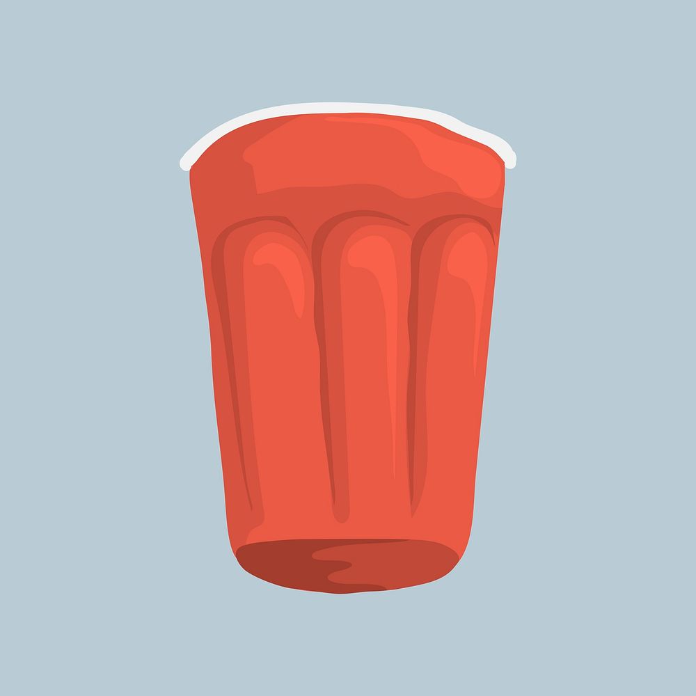 Red party cup sticker, drink illustration design vector