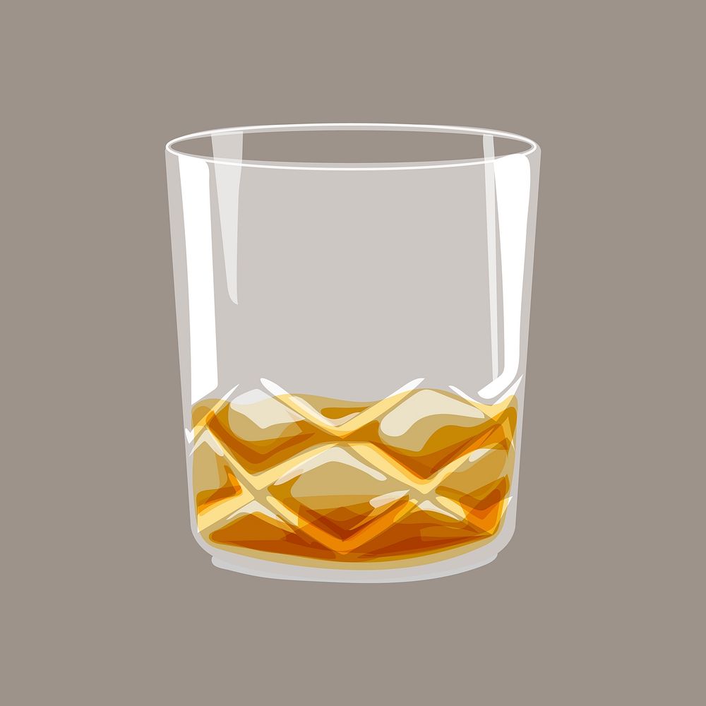 Whisky glass, drink illustration design vector