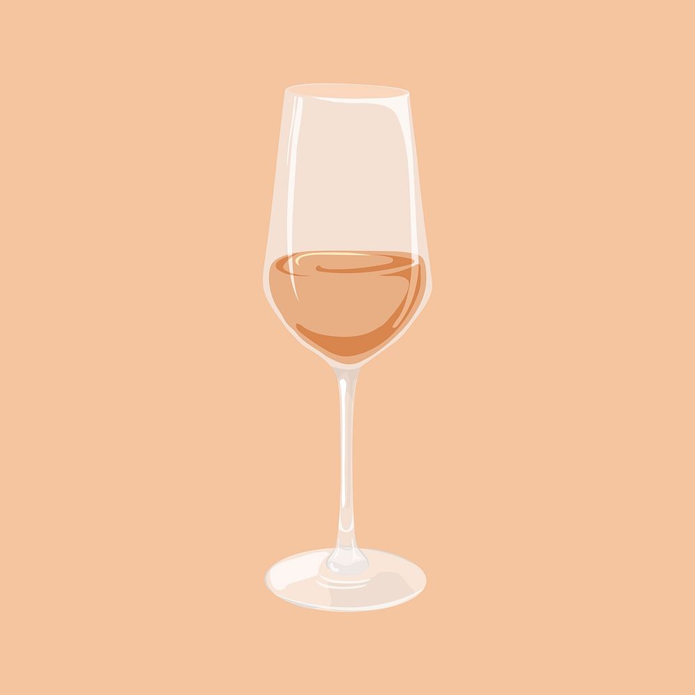 White wine glass, drink illustration design