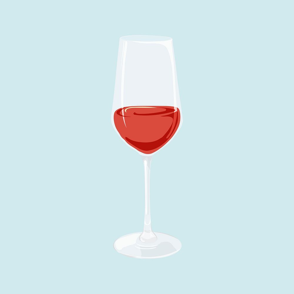 Glass of red wine, drink illustration design