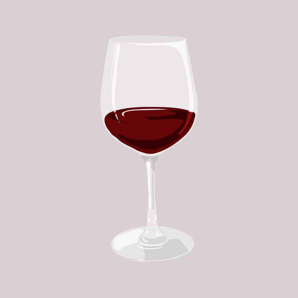 Red wine glass, drink illustration design vector