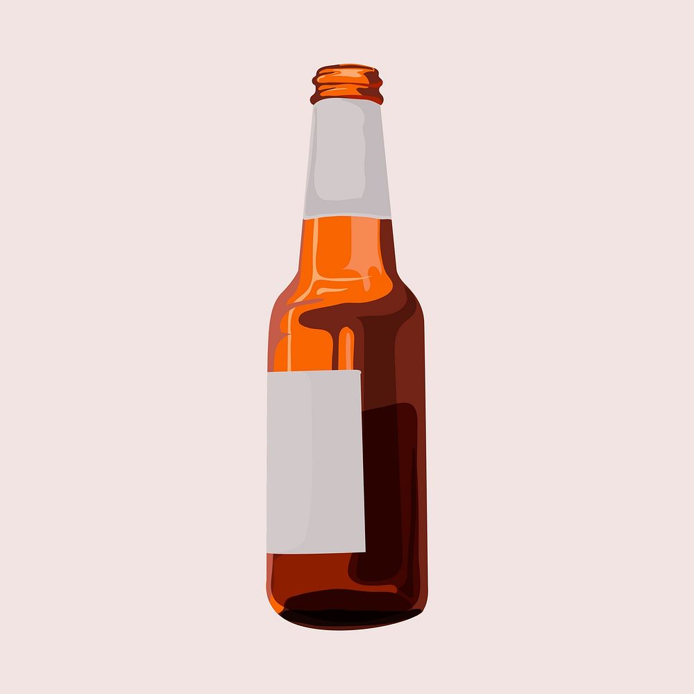 Beer bottle sticker, drink illustration design vector