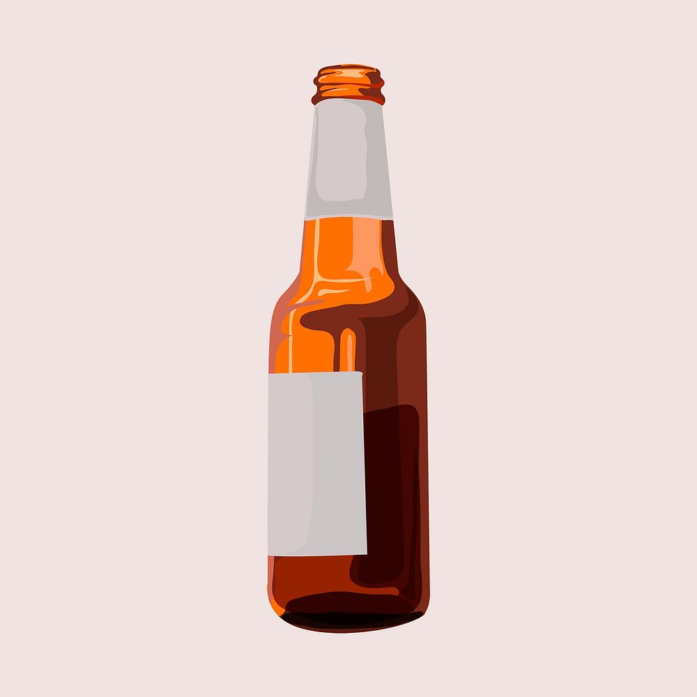 Beer bottle, drink illustration design psd