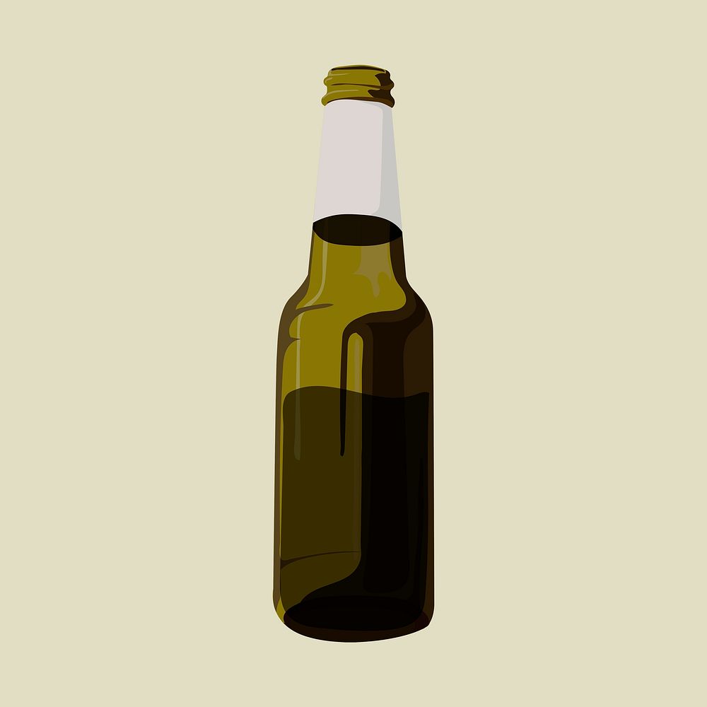 Beer bottle sticker, drink illustration design psd