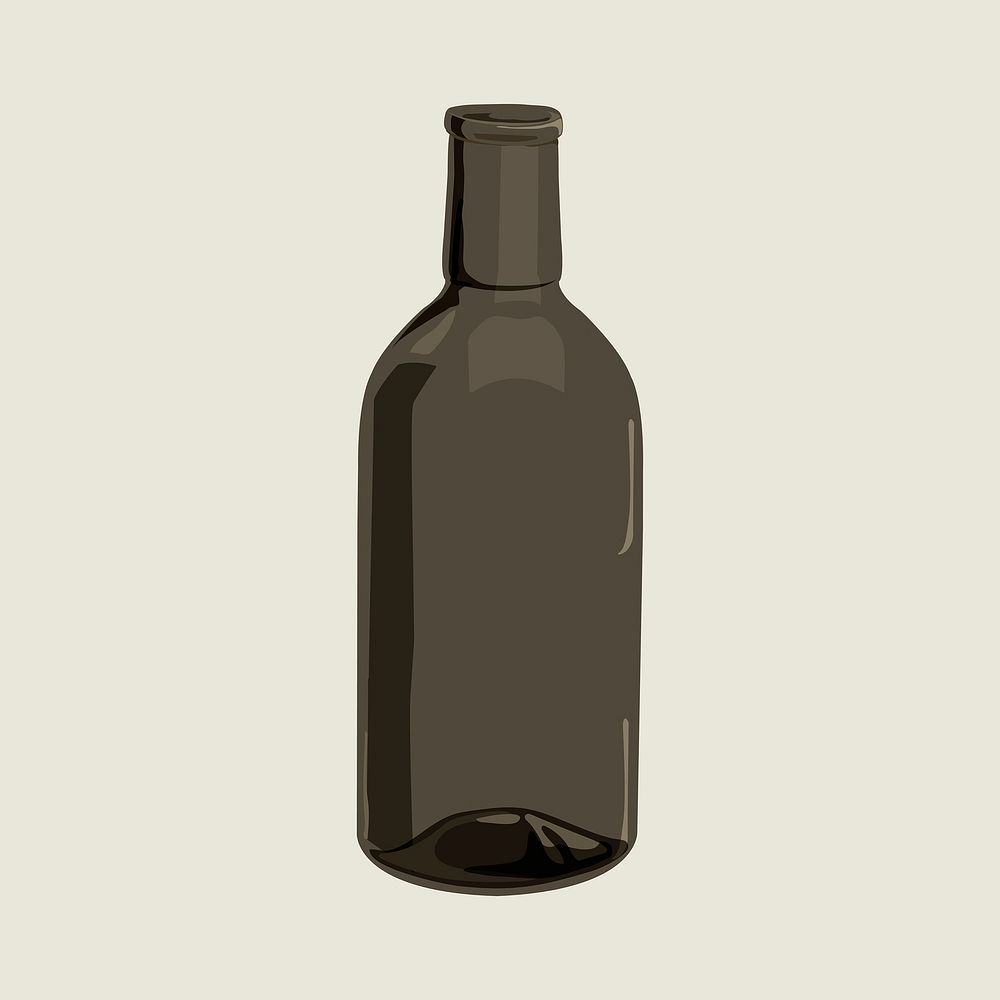 Black glass water bottle, drink illustration design