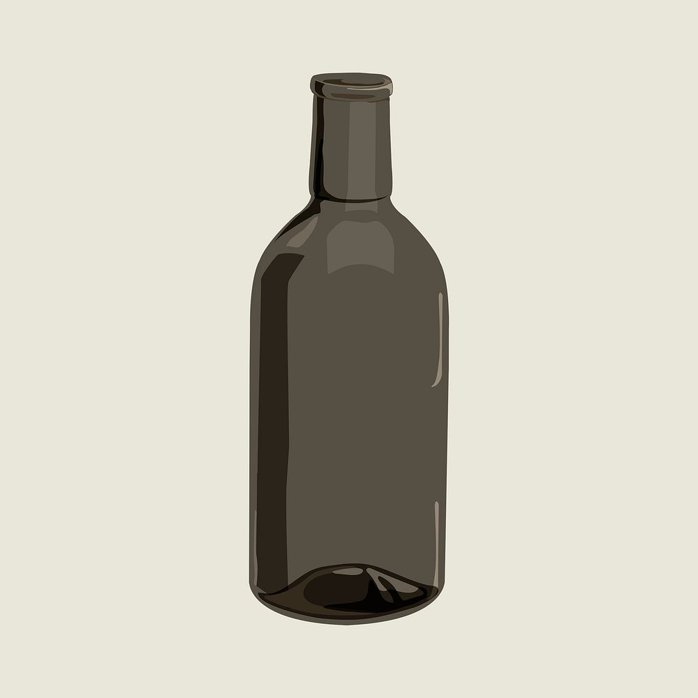 Black glass bottle, drink illustration design psd