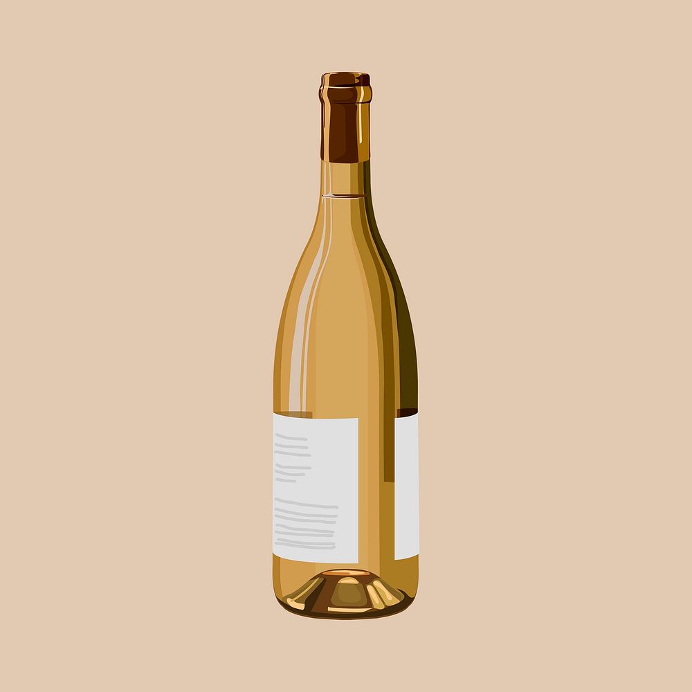 Brown wine bottle sticker, drink illustration design psd