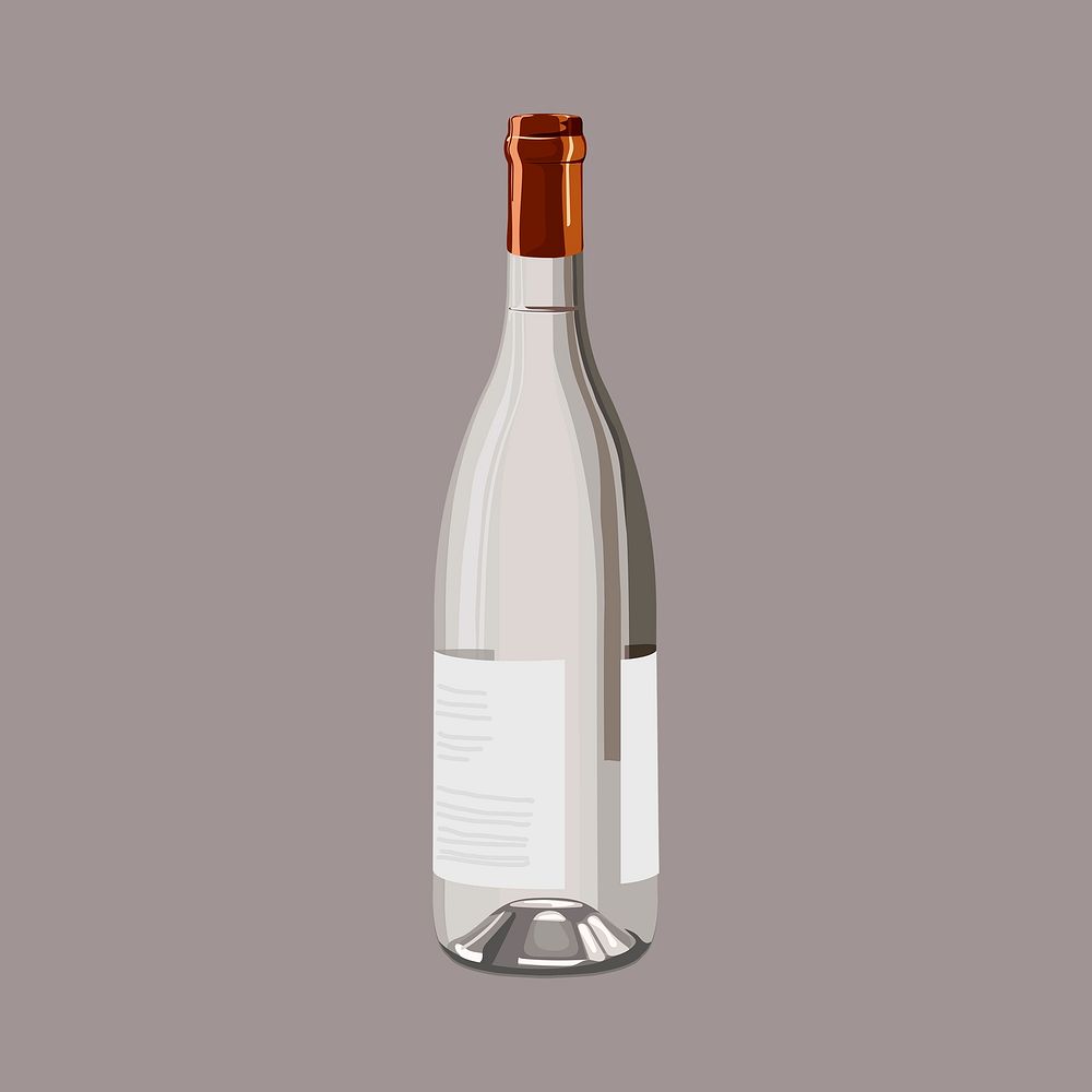 Gray wine bottle, drink illustration design psd