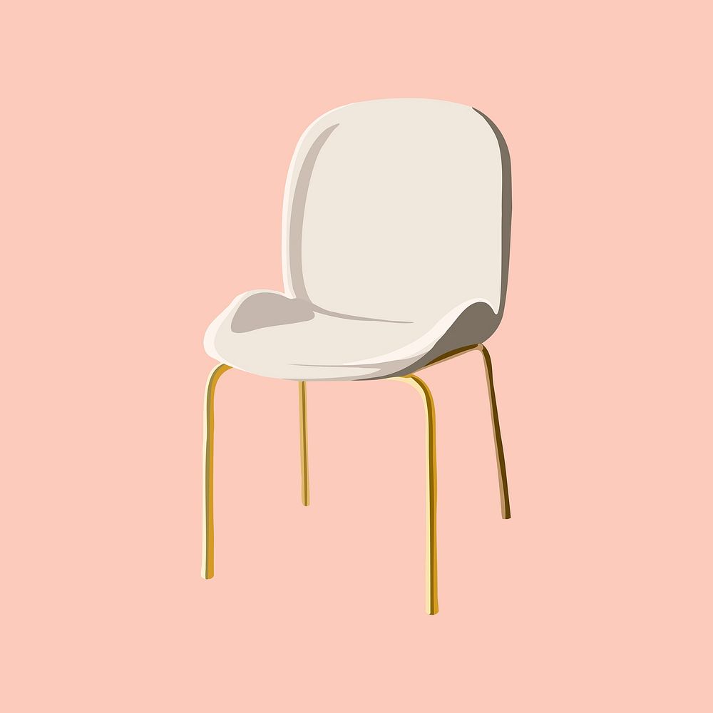 White and gold dining chair, furniture illustration design