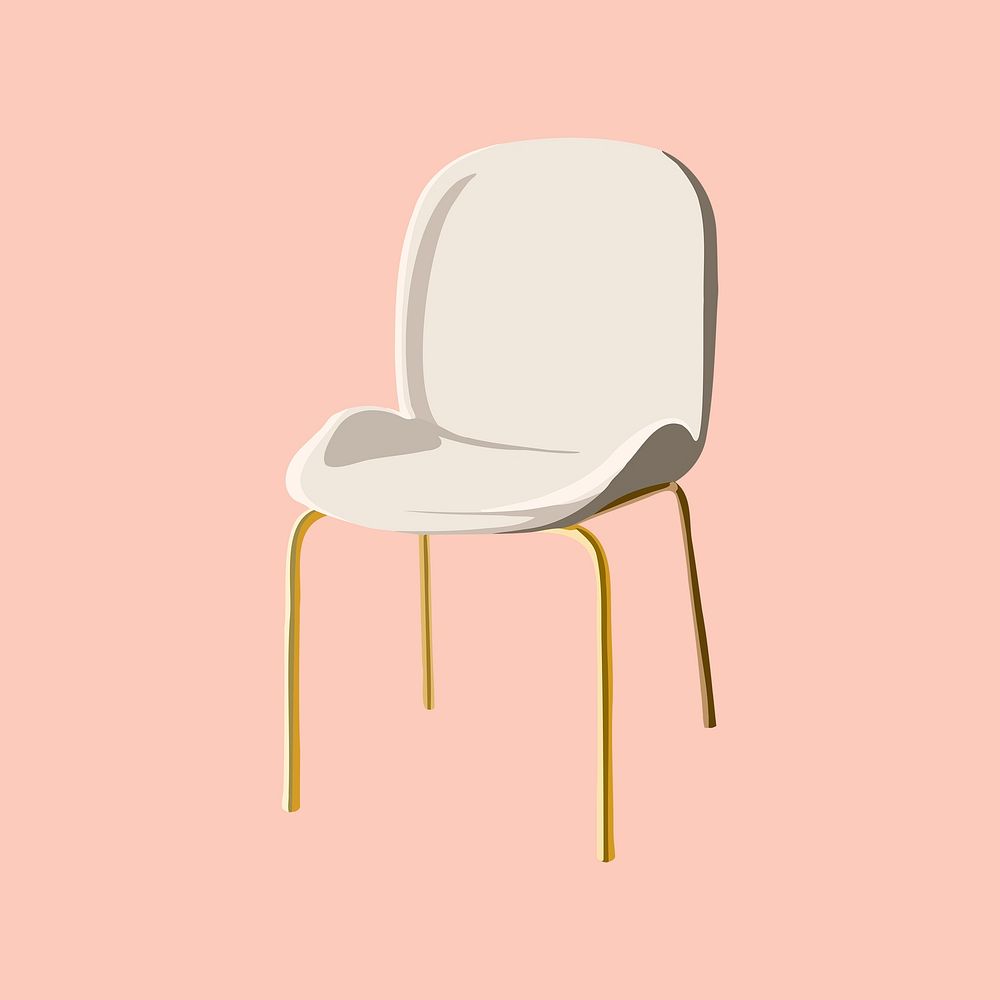 White gold dining chair, furniture illustration design psd