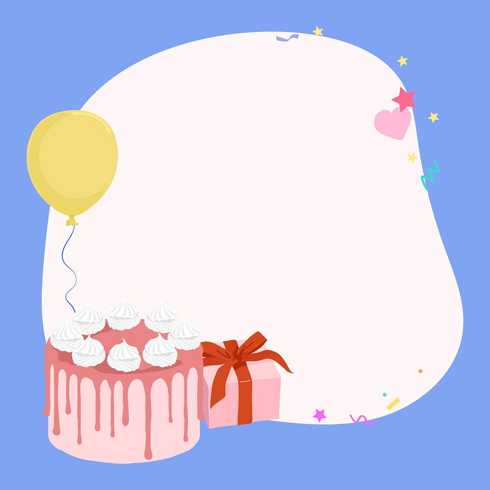 Birthday frame, blue and white background design