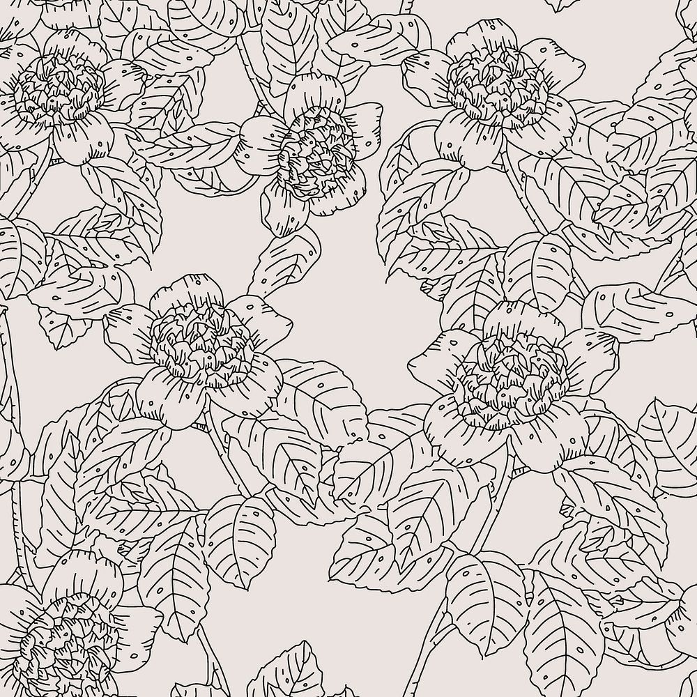 Seamless floral background, aesthetic minimal hand drawn pattern design vector 
