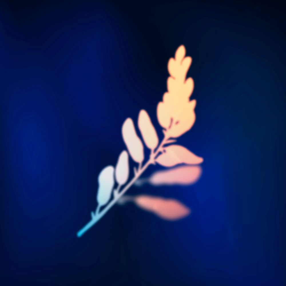 Gradient leaf nature sticker, orange and blue graphic vector