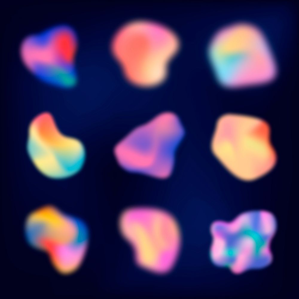 Colorful blob shape vector elements, gradient elements