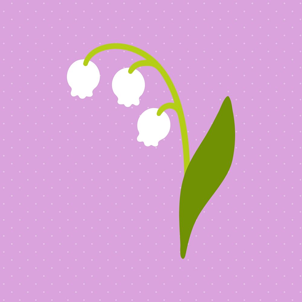 Pastel Lily of the valley flower clipart, cute stickers for kids psd