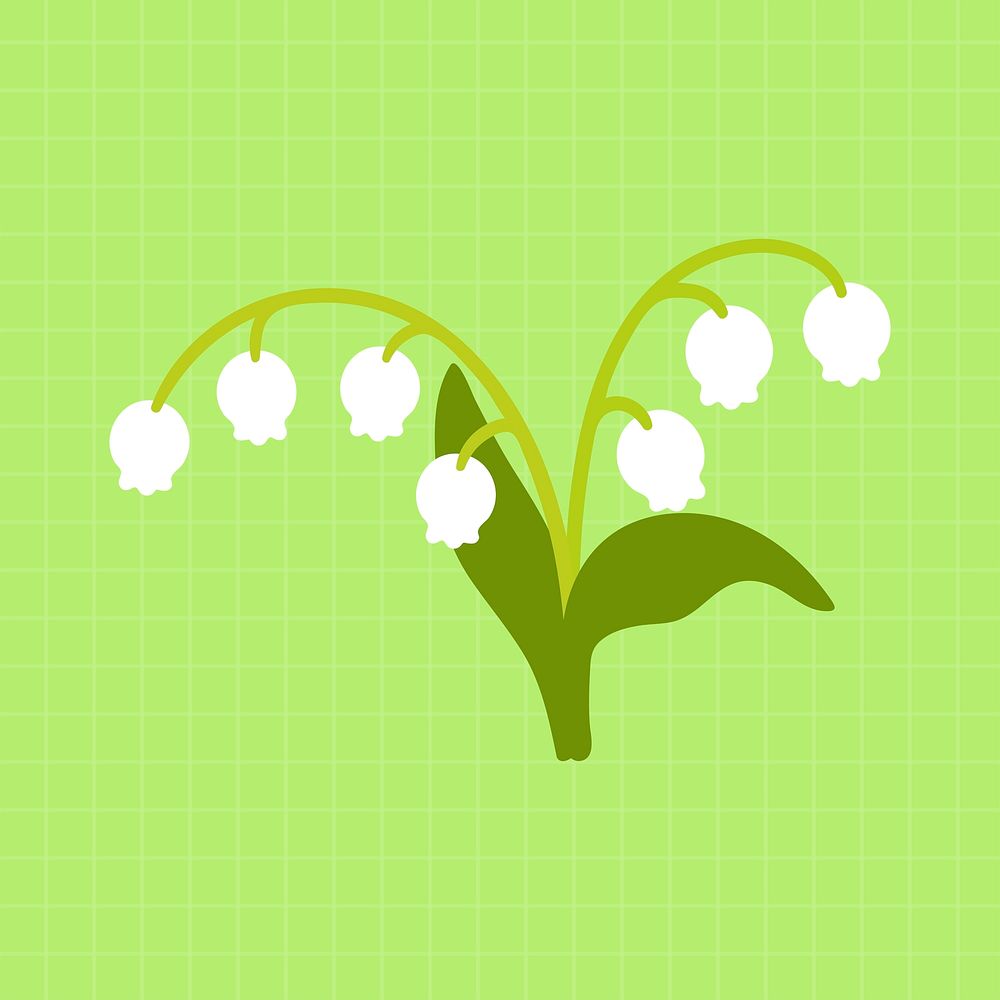Lily of the valley flower clipart, green aesthetic design