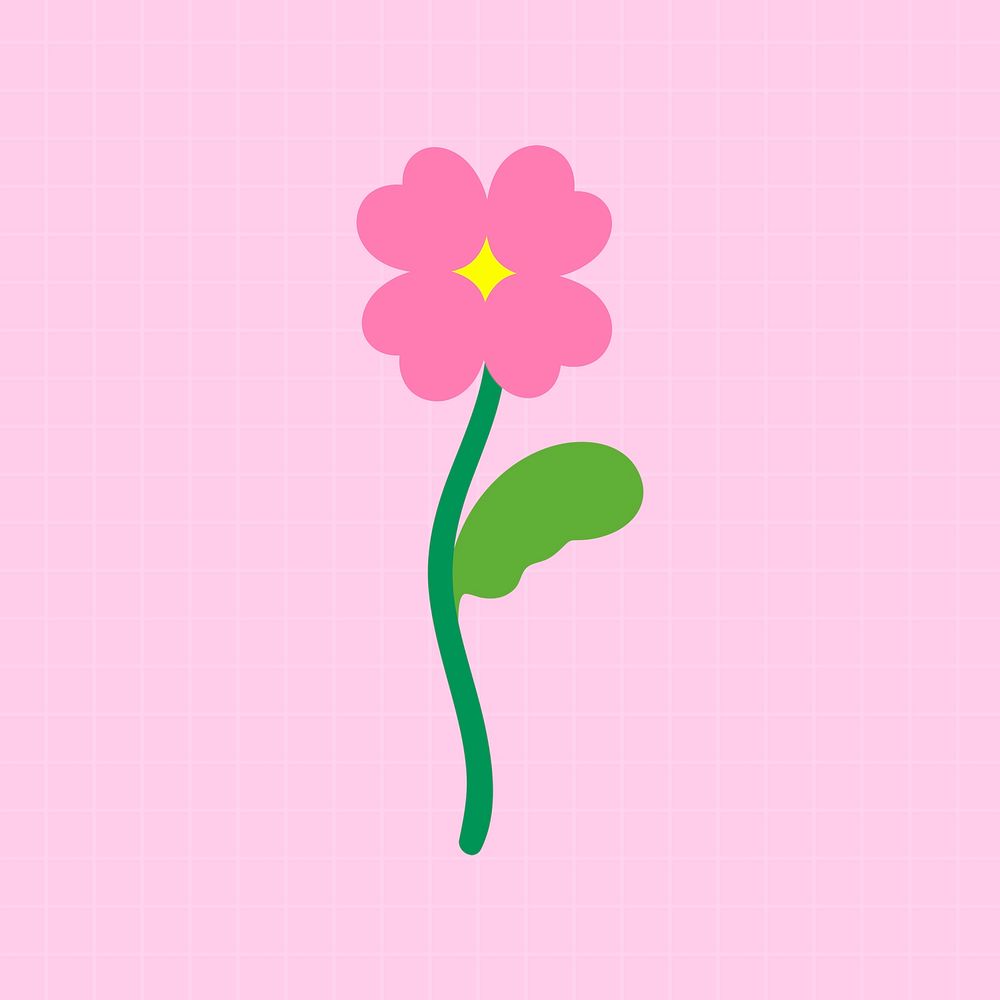 Spring flower sticker, girly design background psd