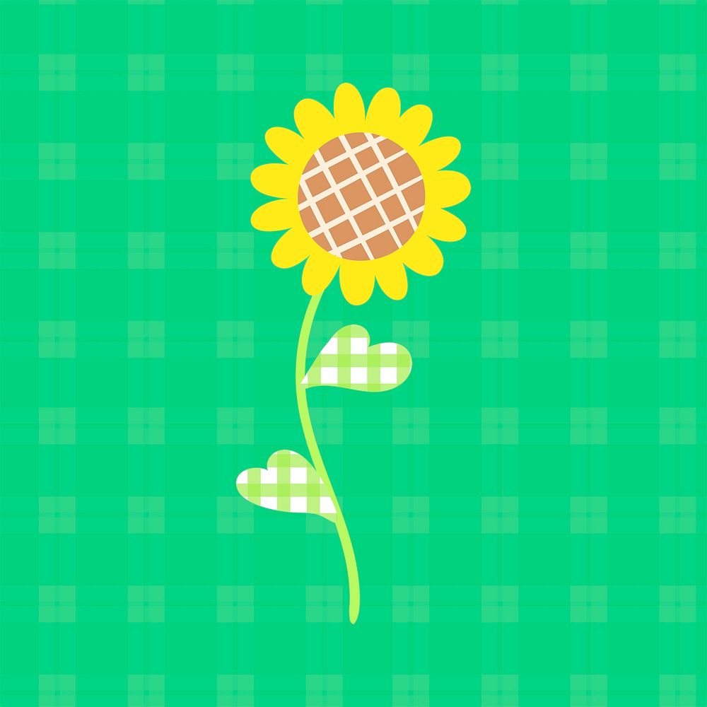 Sunflower clipart, green aesthetic design