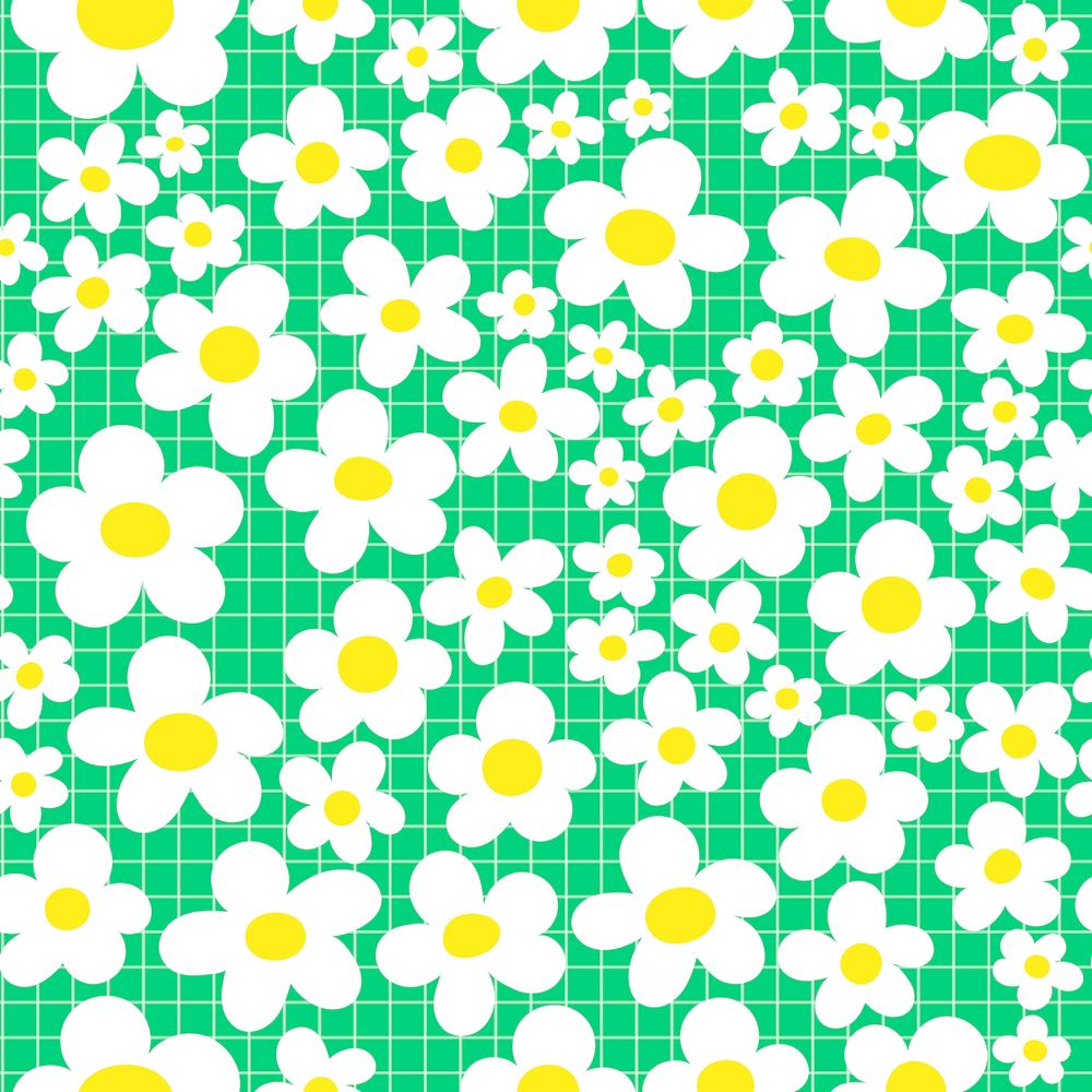 Daisy flower seamless pattern background, gingham design