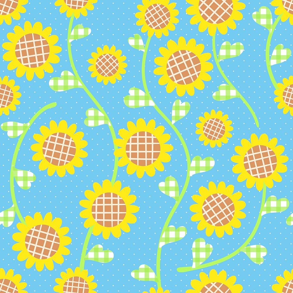 Sunflower seamless pattern background, colorful girly design