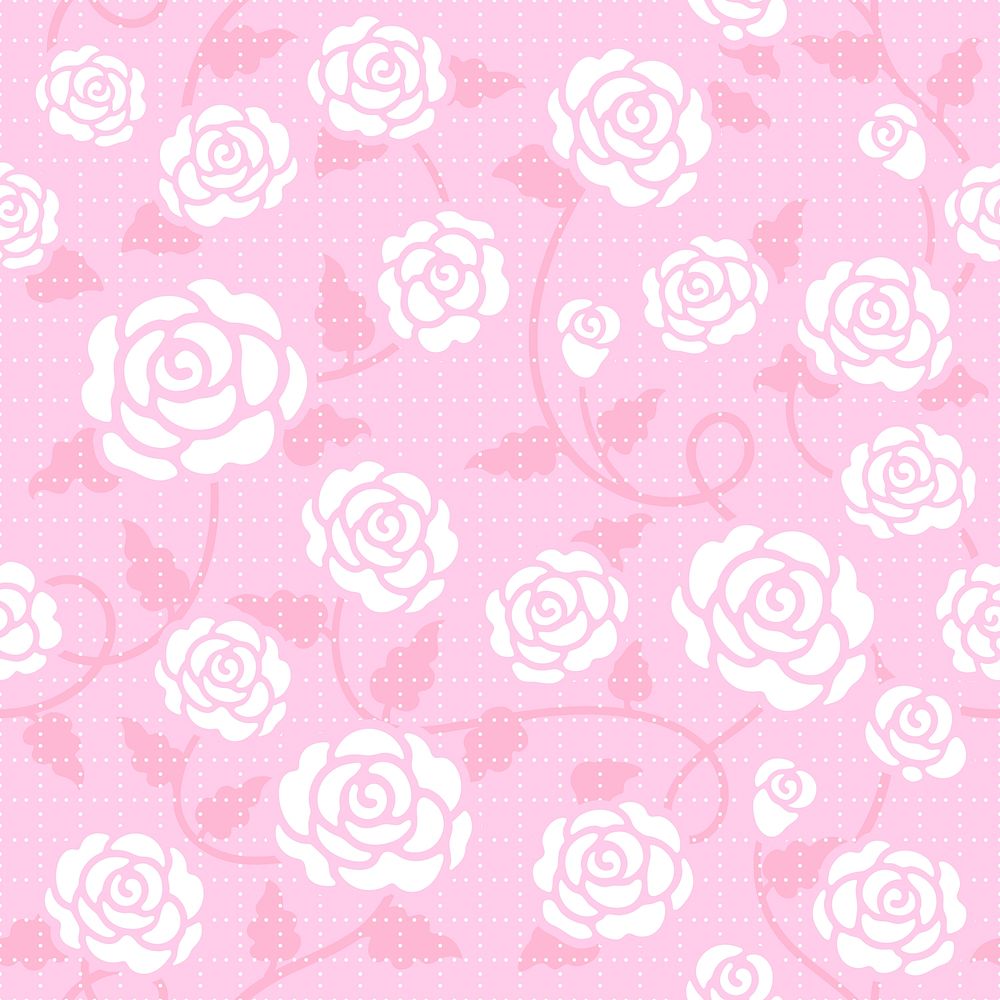 Seamless floral gingham background, cute feminine illustration vector