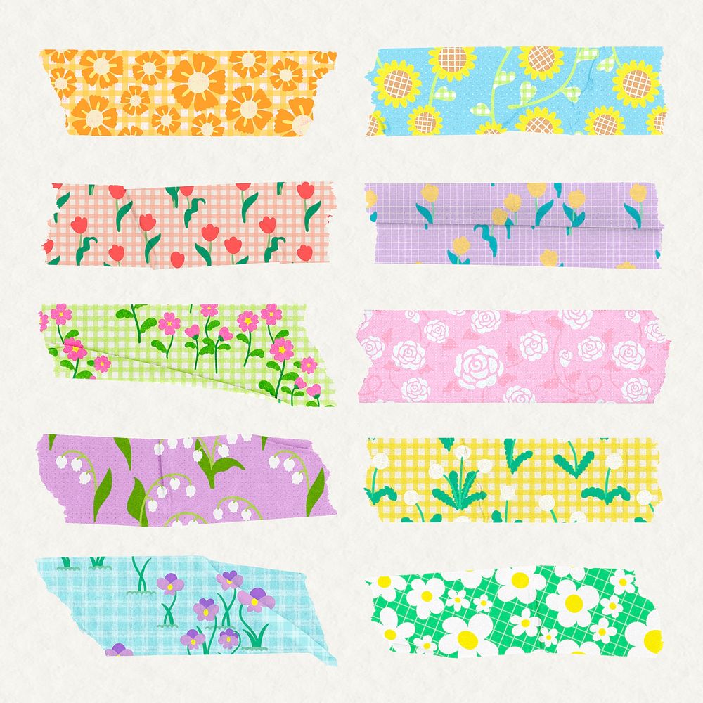 Flower clipart, cute pastel color design collection psd