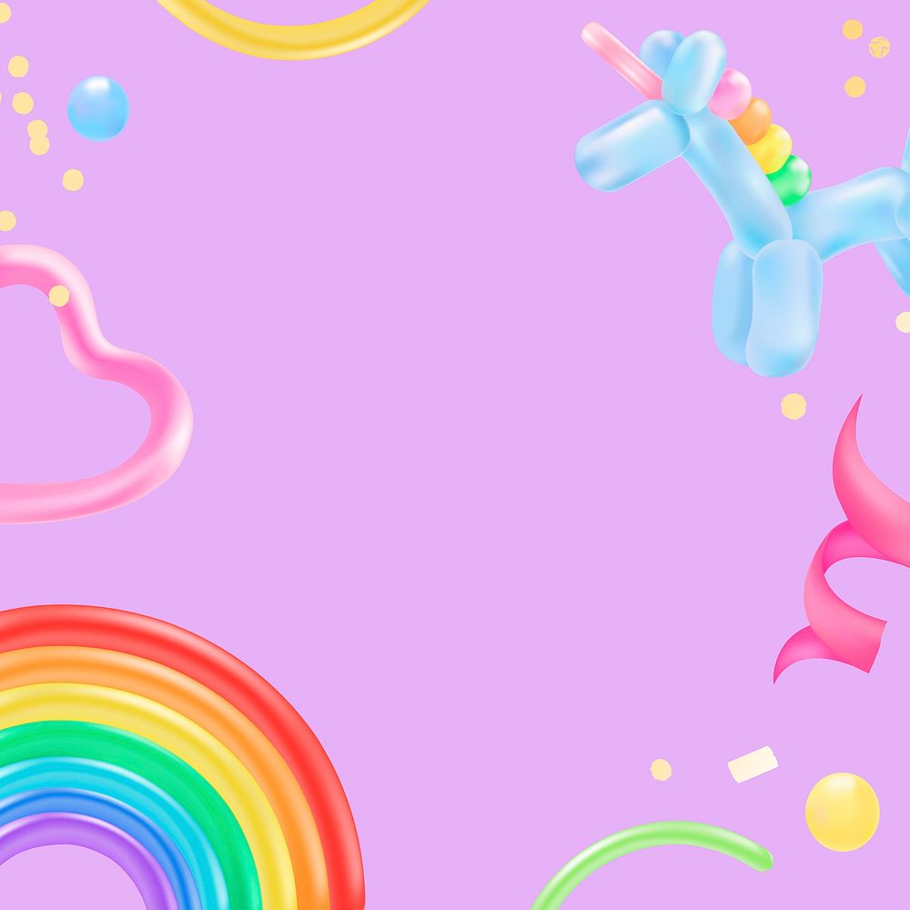 Cute birthday Facebook post frame, balloon animal background