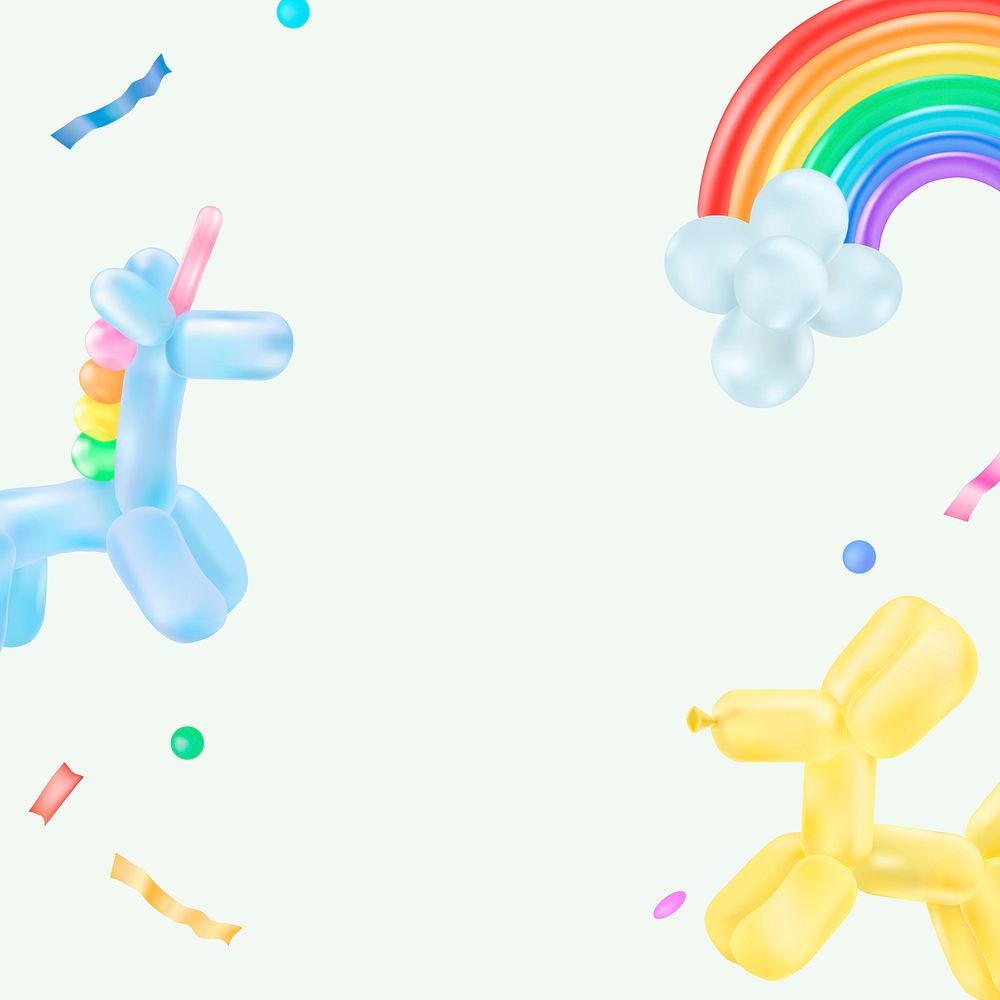 Cute birthday Facebook post frame, balloon animal background vector
