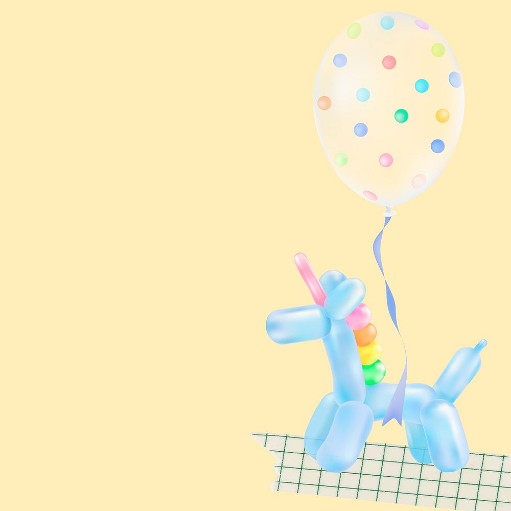 Unicorn birthday Instagram post background, cute balloon art vector