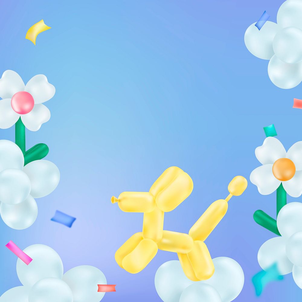 Kids birthday Instagram post frame, balloon art design psd