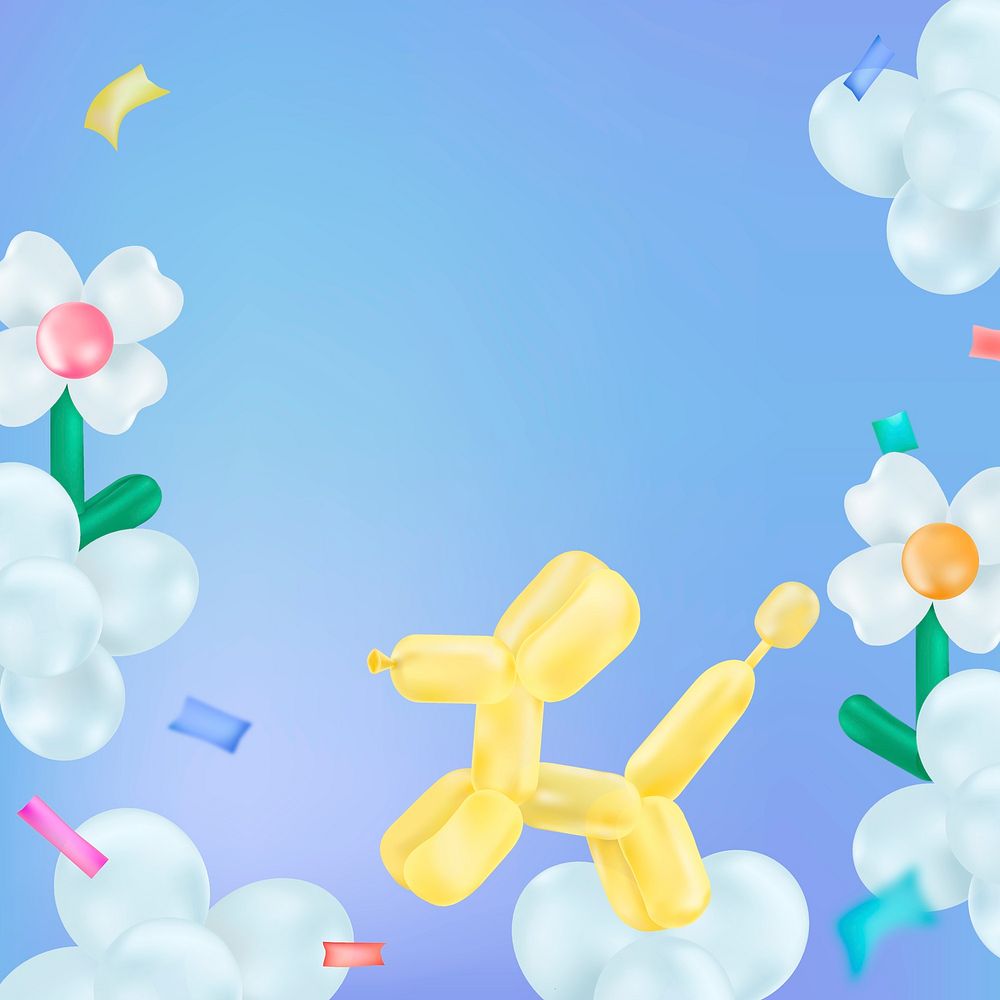 Balloon animal Instagram post background, birthday design