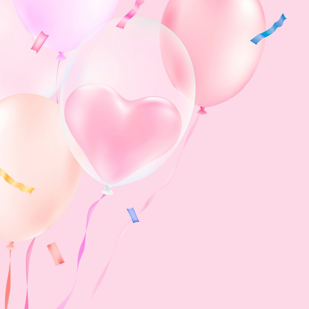 Pink balloon background, Valentine's day design psd