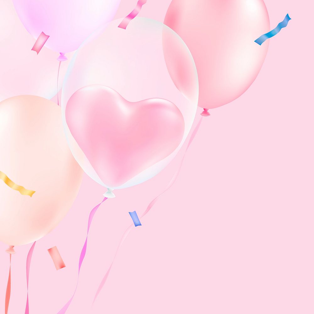 Pink balloon background, Valentine's day design vector