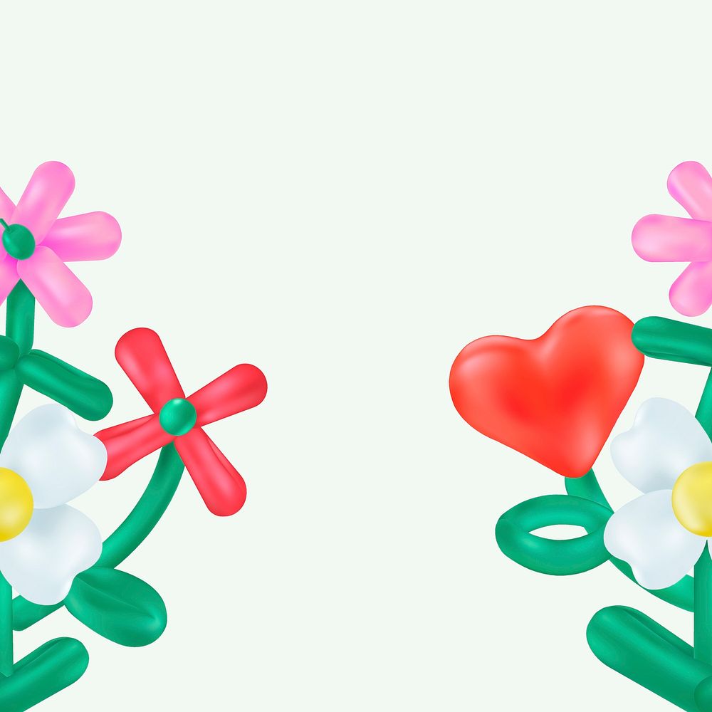 Flower balloon art background, cute summer design vector