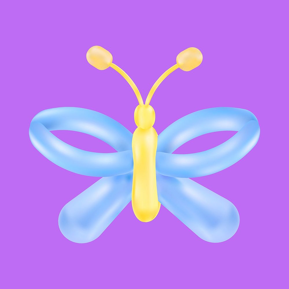 Butterfly balloon animal sticker design vector