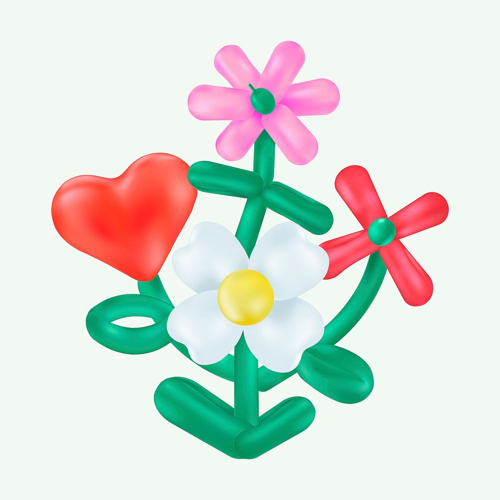 Flower bouquet balloon art illustration