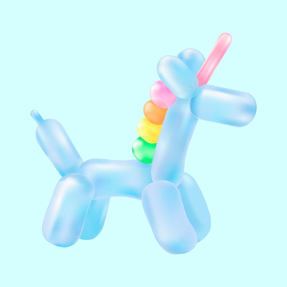 Unicorn balloon animal sticker design psd