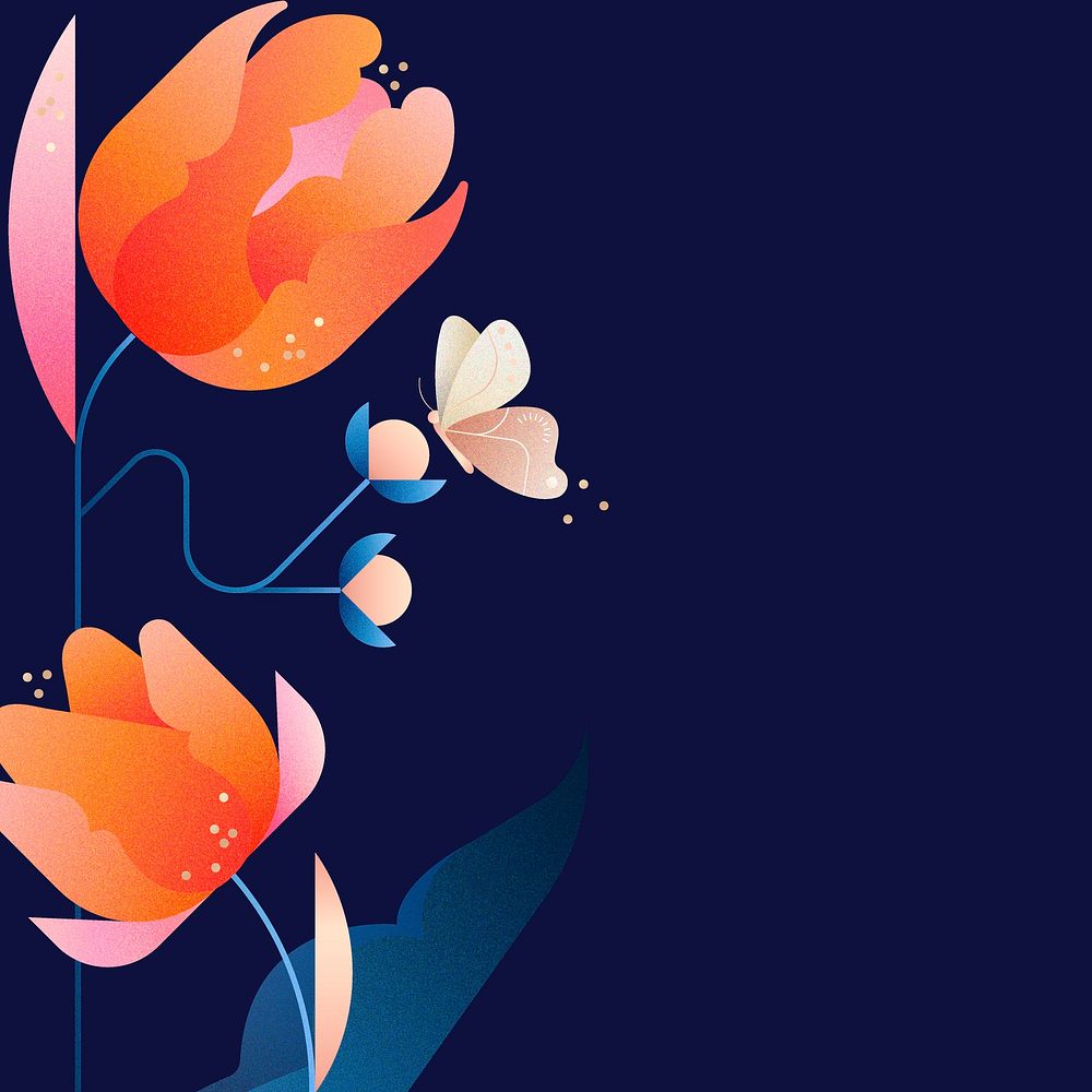 Orange floral post background, aesthetic botanical border design vector